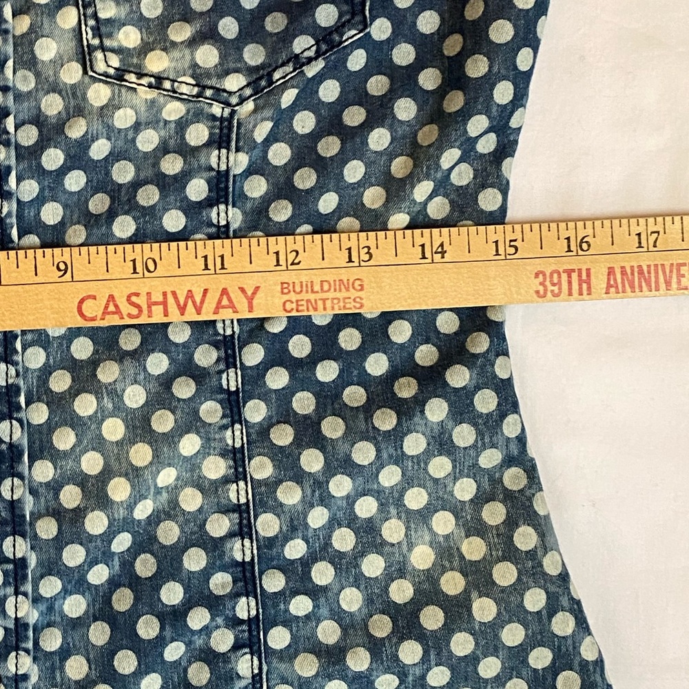 Guess Polka Dot Pearl Snap Button Front Denim Shirt SM Coastal Cowgirl Western - Picture 14 of 16